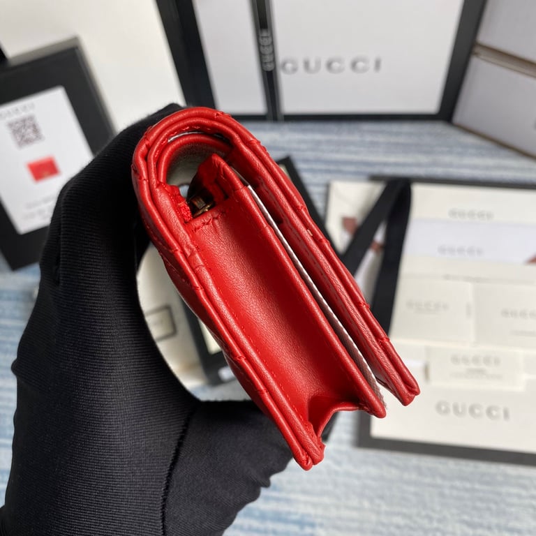 GUCCI MARMONT CARD CASE WALLET 11CM RED 466492 DTD1T 6433