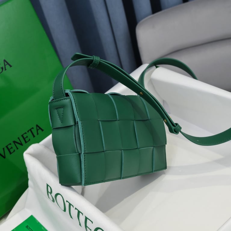 BOTTEGA VENETA WOMEN’S OLIVE CASSETTE INTRECCIATO LEATHER CROSS-BODY BAG
