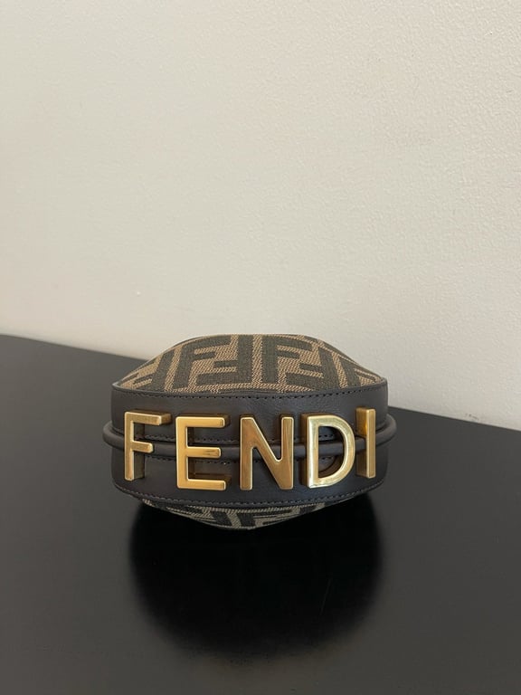 FENDI NANO GRAPHY BROWN FABRIC CHARM 16.5CM 7AS089ANSQF197W HIGH QUALITY