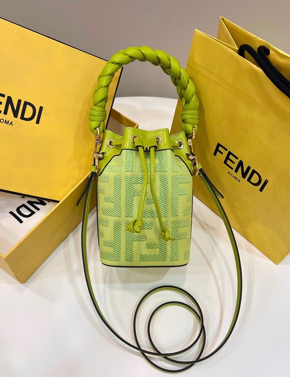 FENDI MON TRESOR ACID GREEN CANVAS MINI BAG 18CM 8BS010AKKWF1JCP HIGH QUALITY