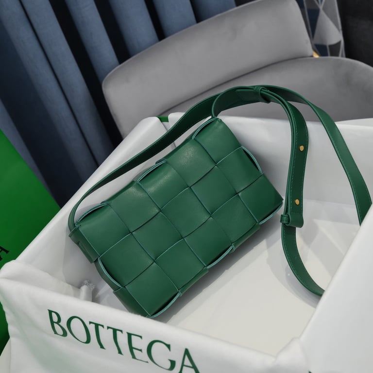 BOTTEGA VENETA WOMEN’S OLIVE CASSETTE INTRECCIATO LEATHER CROSS-BODY BAG