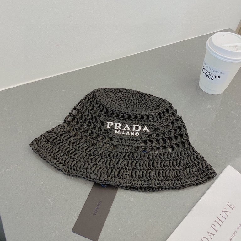 PRADA RAFFIA BUCKET HAT BLACK 1HC1372A2TF0002