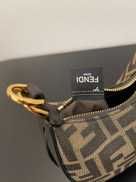 FENDI NANO GRAPHY BROWN FABRIC CHARM 16.5CM 7AS089ANSQF197W HIGH QUALITY