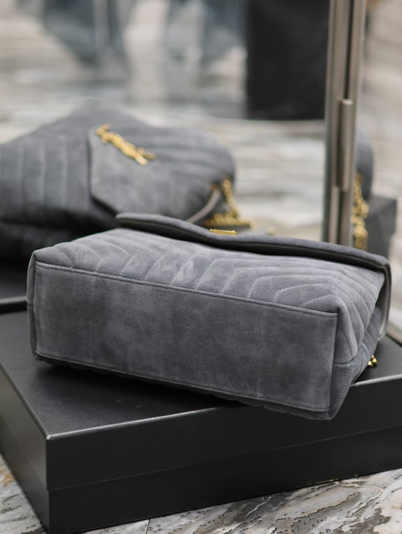SAINT LAURENT LOULOU MEDIUM ASH GREY SHOULDER BAG 32CM