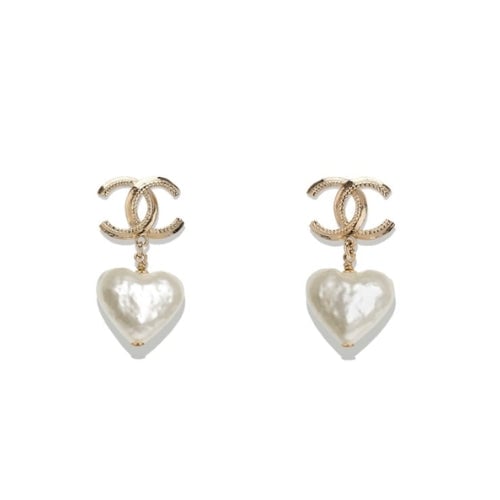 CHANEL 22C HEART PEARL PENDANT DANGLE EARRINGS