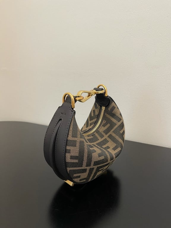 FENDI NANO GRAPHY BROWN FABRIC CHARM 16.5CM 7AS089ANSQF197W HIGH QUALITY