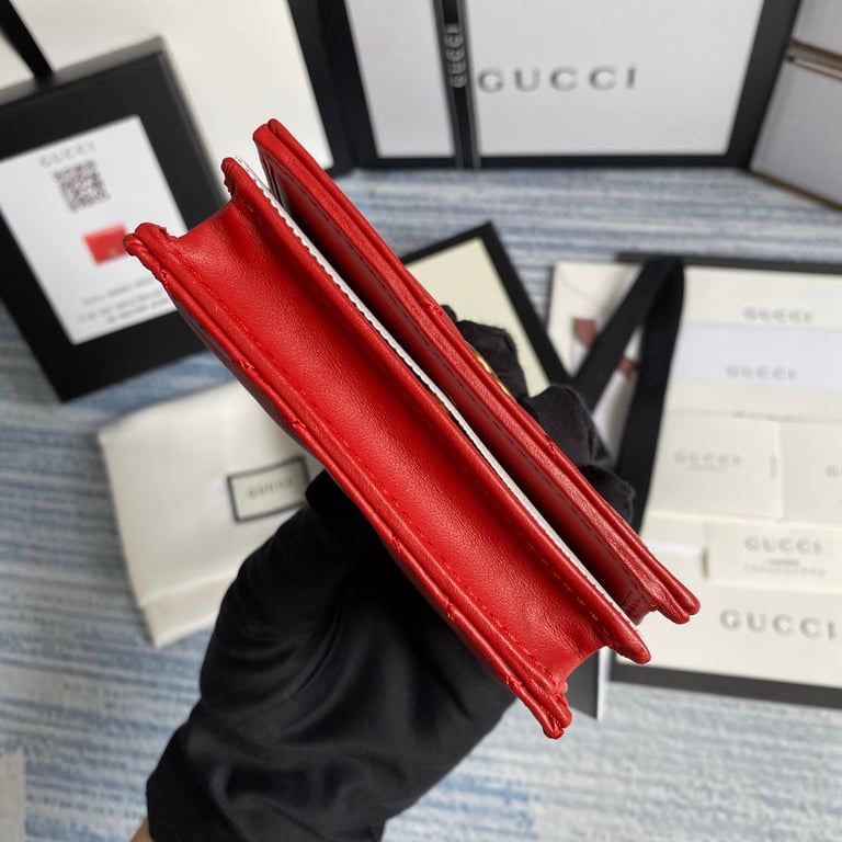 GUCCI MARMONT CARD CASE WALLET 11CM RED 466492 DTD1T 6433