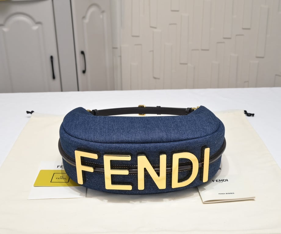 FENDIGRAPHY SMALL BLUE DENIM CHARM