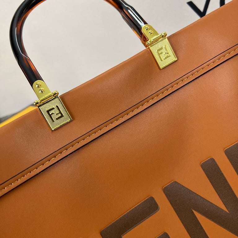 FENDI MEDIUM SUNSHINE SHOPPER BAG BROWN LEATHER 35CM