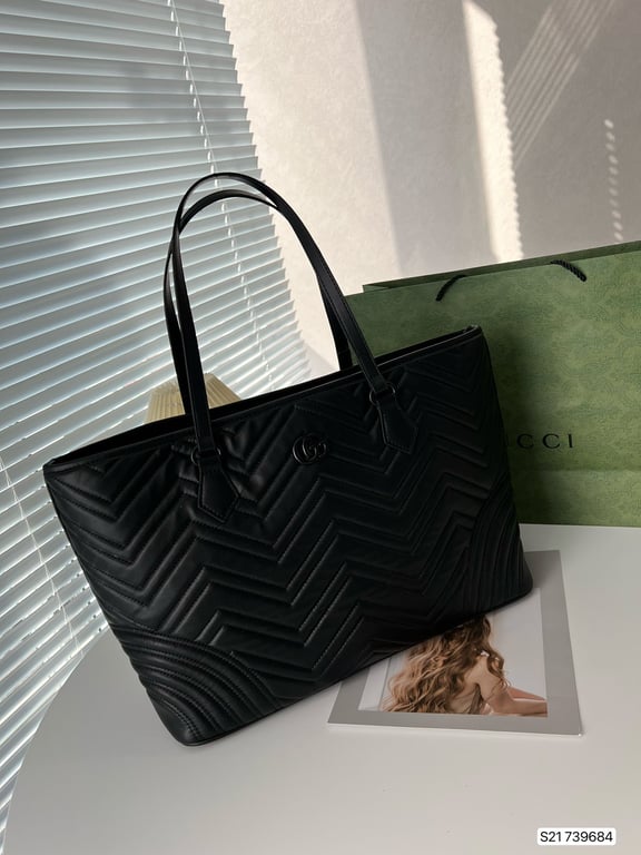 GUCCI MARMONT LARGE TOTE BAG BLACK 29CM HIGH QUALITY