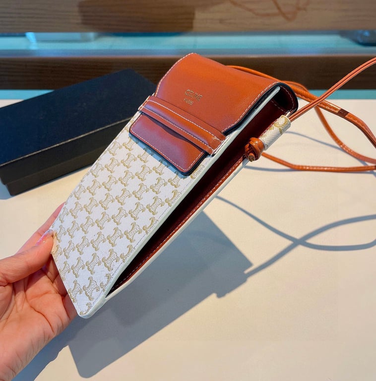 CELINE ARC DE TRIOMPHE WHITE CELL PHONE BAG