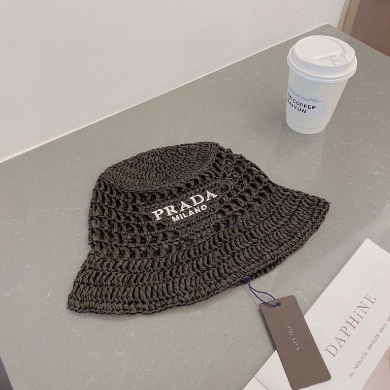PRADA RAFFIA BUCKET HAT BLACK 1HC1372A2TF0002