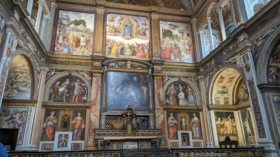 Milan Destination Guide: The Model of Fashion, Food, and Gothic Grandeur 1 Colorful abstract architectural representation fresco in a chrch.