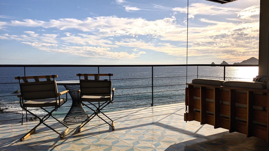 Ocean view from a balcony.