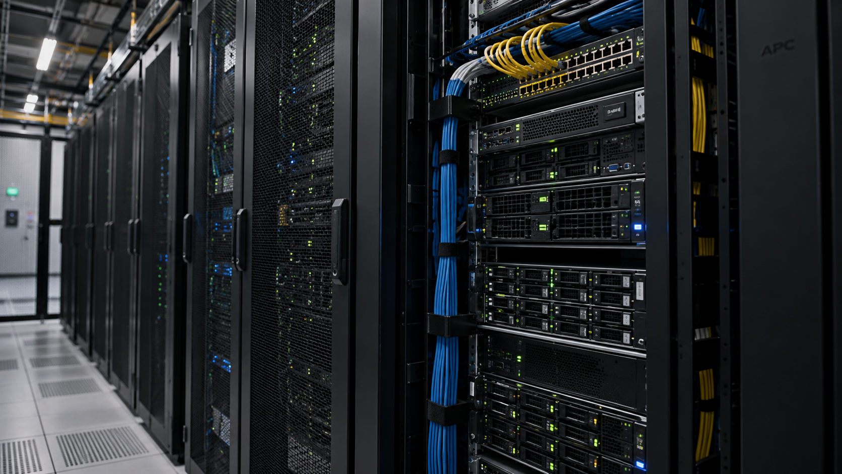 Conceptual security operations dashboard with access review and network monitoring panels.
