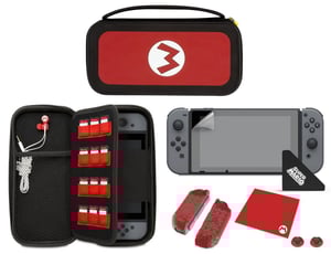 Couverture de PDP Starter Kit - Mario Edition incl. Case, Earbuds, Thumb Caps, Joy-Con Grips and Cloth (Switch)