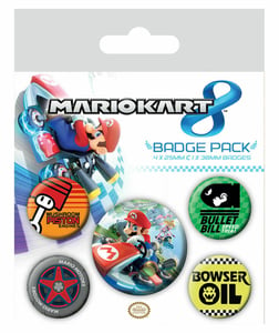 Badges 5-Pack: Mario Kart 8, 1x38mm x 4x25mm viršelis