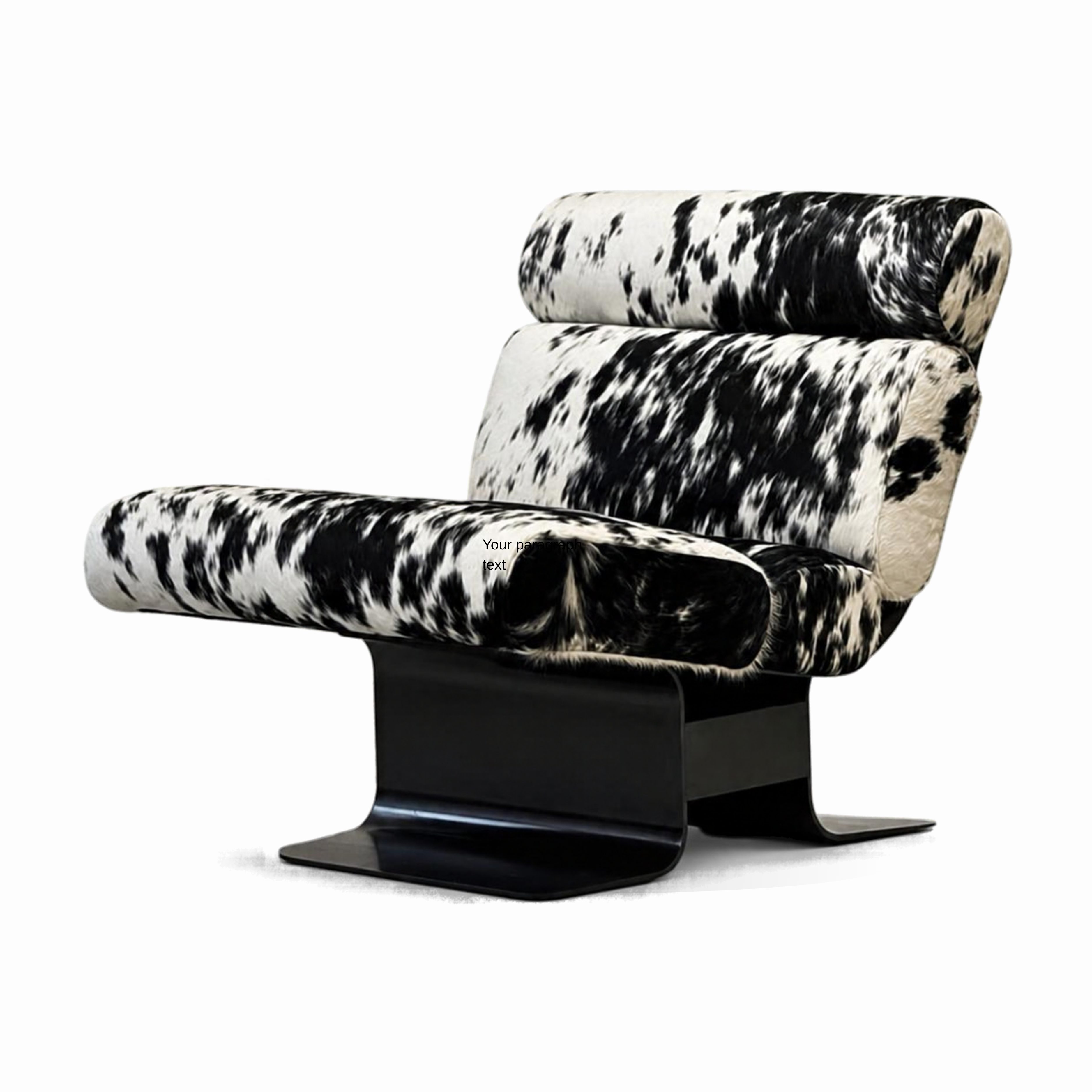 Modernist Black and White Cowhide Sculptural Lounge Chair