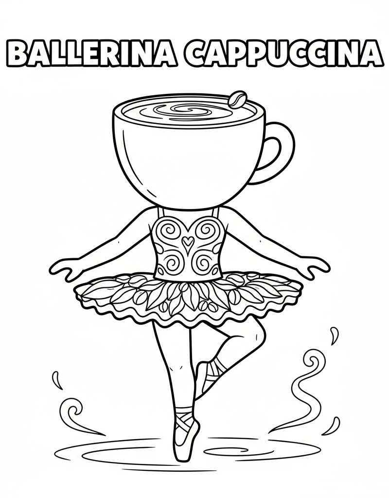 Ballerina Cappuccina Coloring Pages 2025 Free Prints