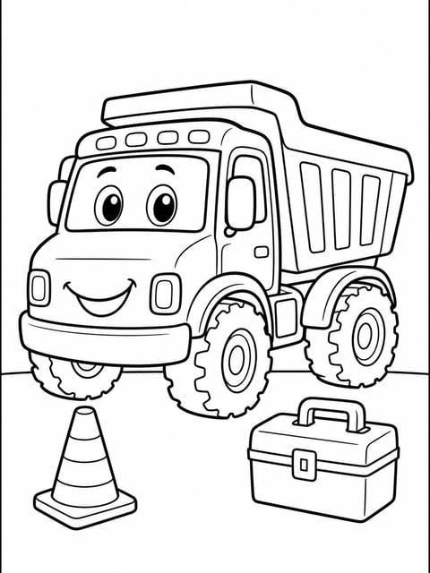 construction vehicles printable coloring page for kids