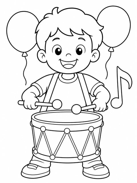 music parade printable coloring page for kids