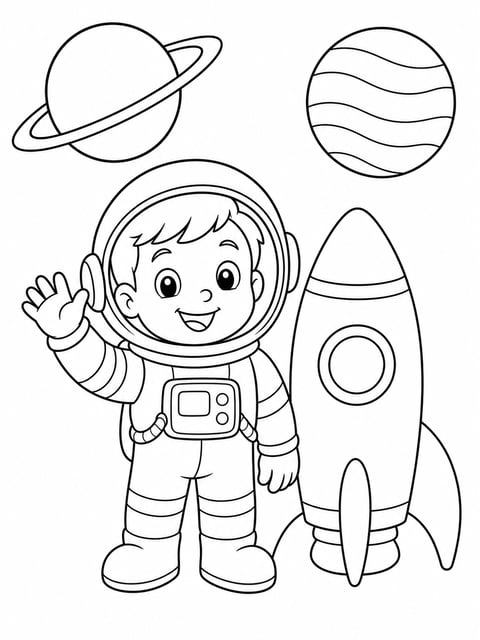 solar system adventure coloring page for kids