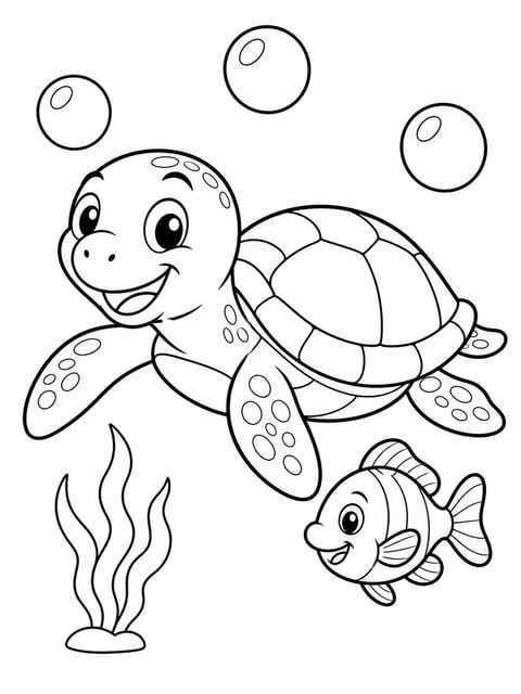 underwater ocean friends coloring page for kids