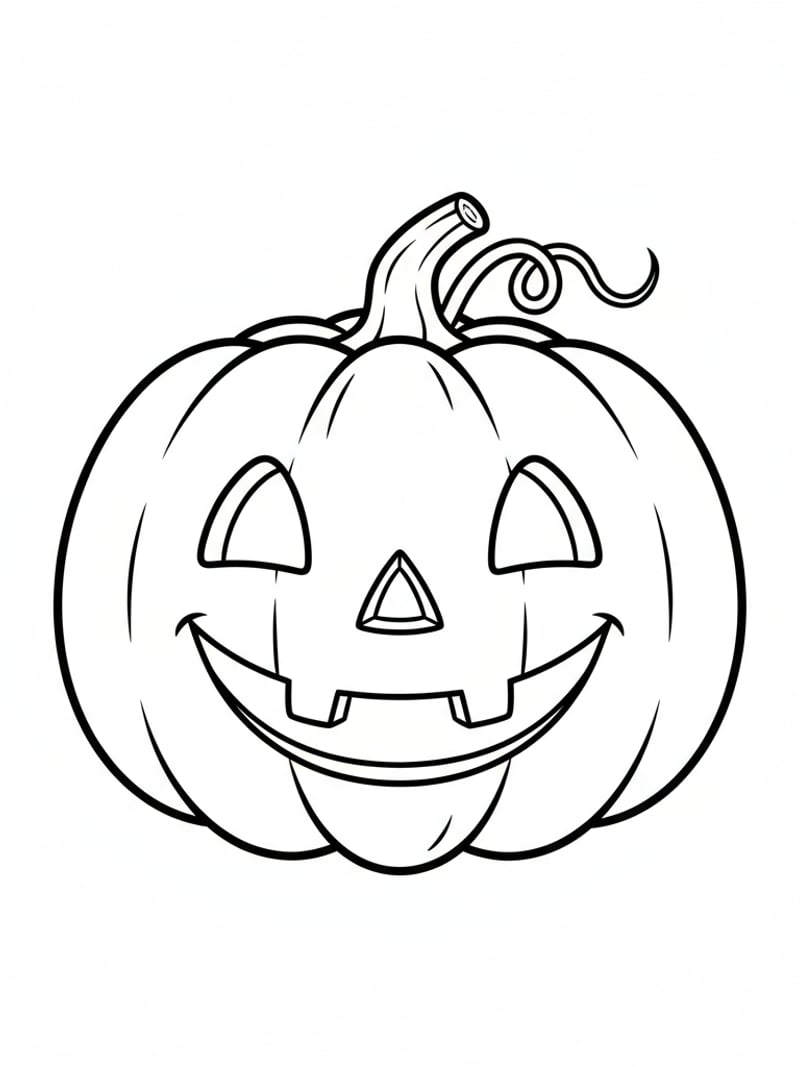Simple Halloween pumpkin coloring page with friendly jack-o-lantern smile