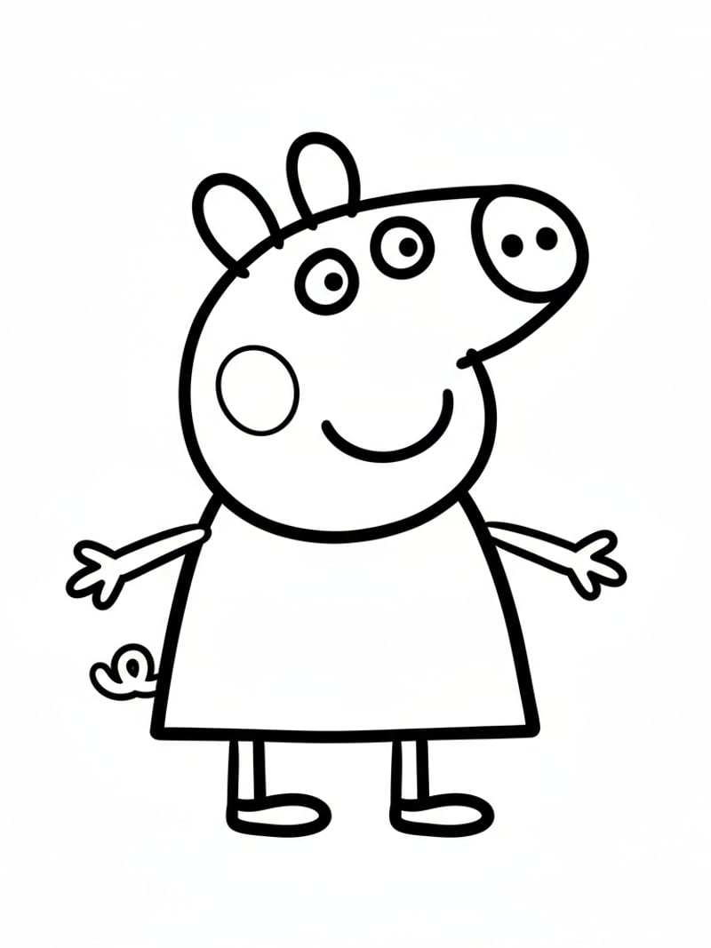 Peppa Pig character simple cartoon style family-friendly design coloring page