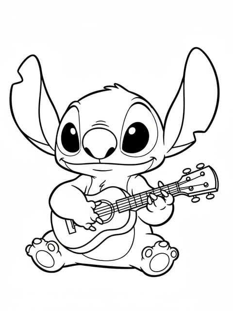 Stitch de Lilo & Stitch en un dibujo para colorear sencillo y familiar