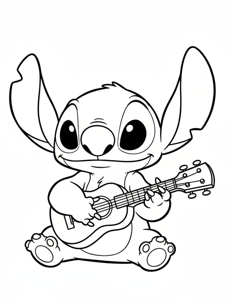 Stitch alien character from Lilo and Stitch simple cartoon design coloring page