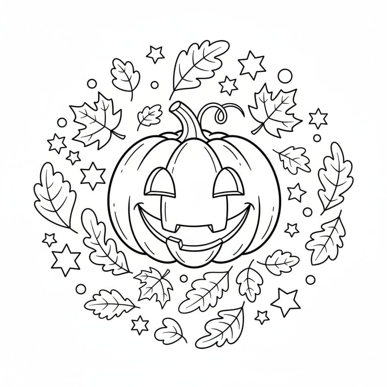 Cute Halloween pumpkin line art coloring page preview