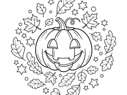 Cute Halloween pumpkin line art coloring page preview