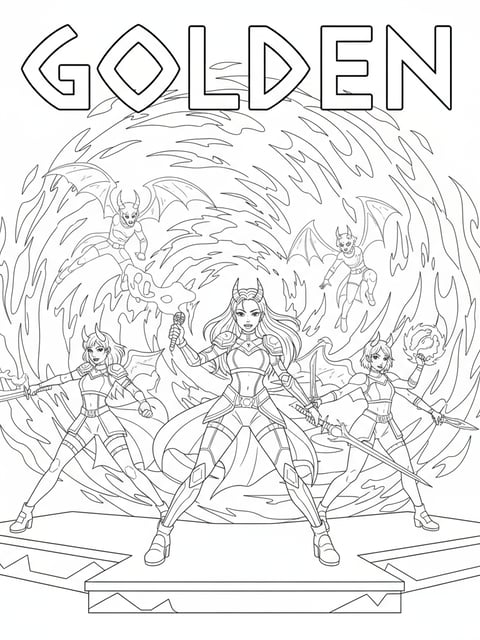 Huntrix performing Golden on stage with soul gate energy swirling behind