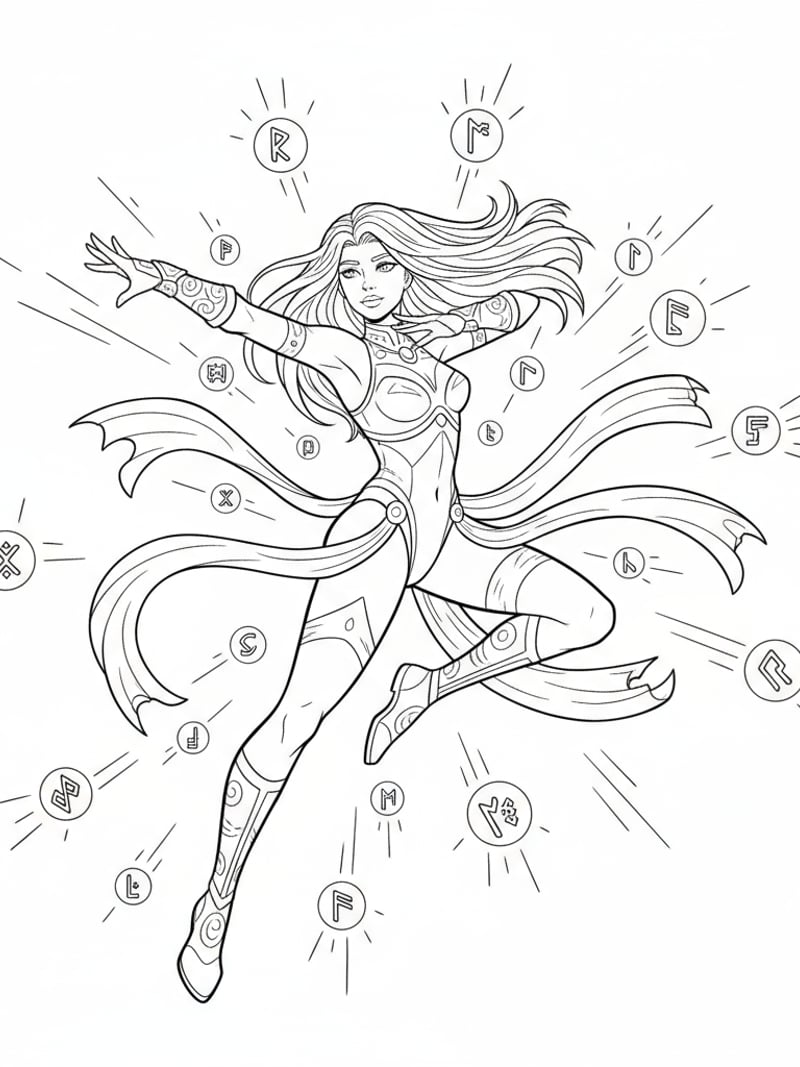 Mira full-body battle dance pose surrounded by glowing runes