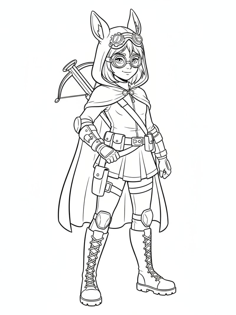 Young Zoey age 8 in Huntrix Halloween costume