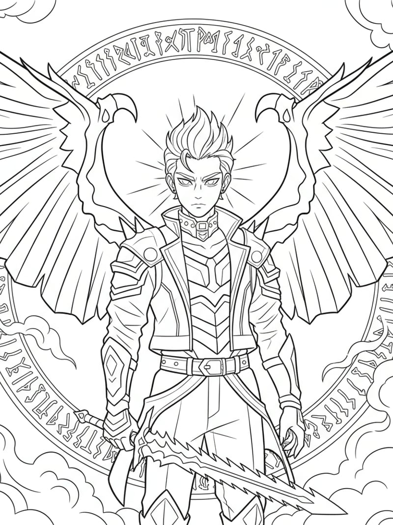 Jinu in demon transformation form with wings unfurled and glowing eyes