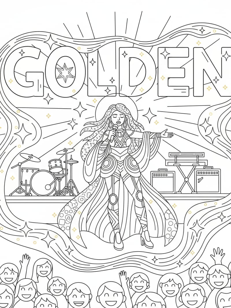 Mira performing Golden on stage with soul energy and golden lights