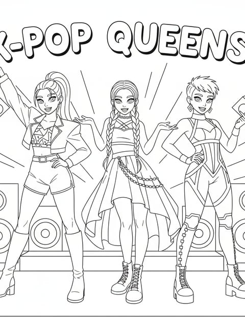 Mira Zoey and Rumi posing like K-pop girl group in concert outfits