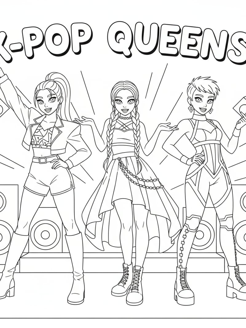 Mira Zoey and Rumi posing like K-pop girl group in concert outfits