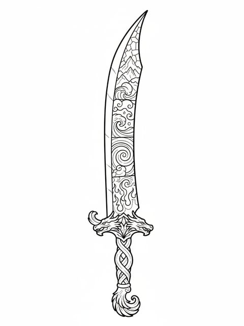 Rumi elemental sword with fire water wind earth patterns engraved