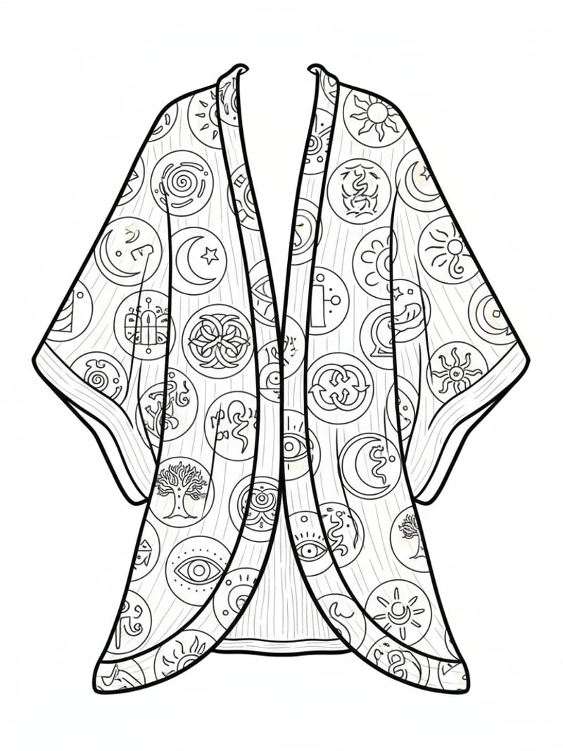 Rumi magical jacket with glowing patches and symbols detailed design