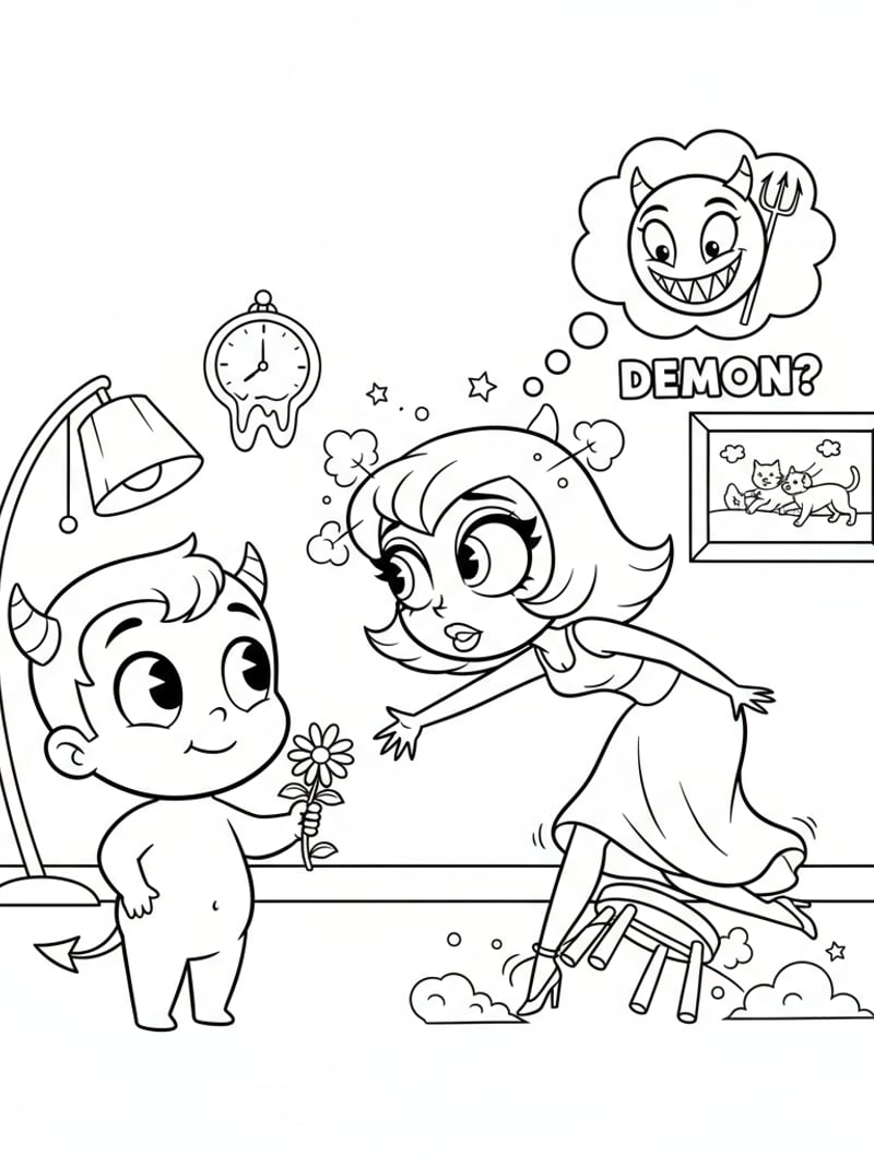 Baby and Zoey comedic moment where she nearly falls for his charm before realizing demon