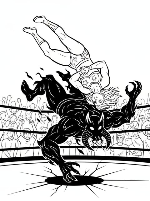 Dibujo para colorear de Zoey realizando su movimiento de lucha contra un demonio de sombra