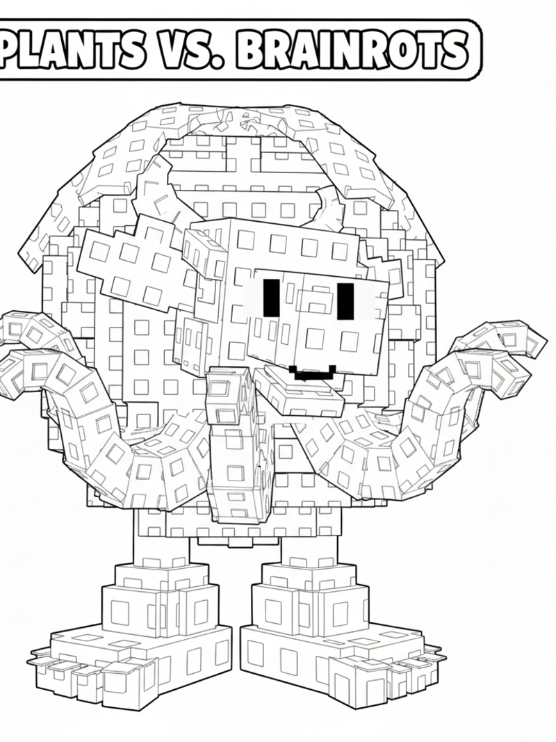 Blueberrinni Octopussini blueberry octopus Plants vs Brainrots character coloring page