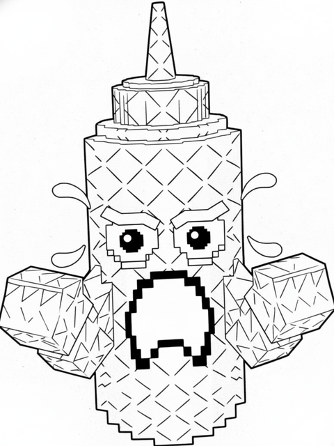 Normal Mostard simple mustard bottle character Plants vs Brainrots coloring page