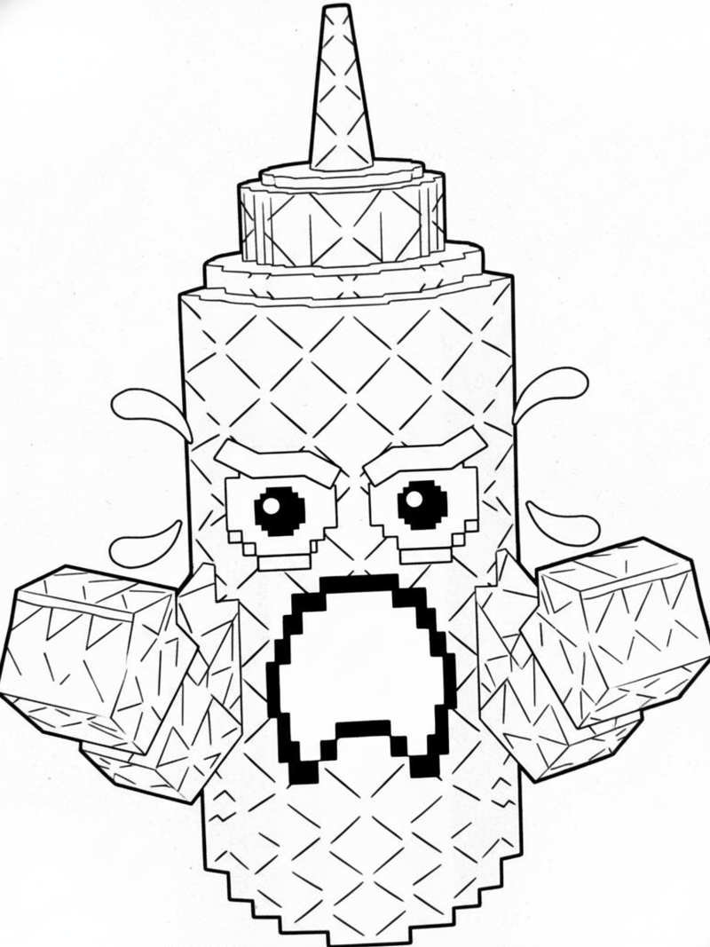 Normal Mostard simple mustard bottle character Plants vs Brainrots coloring page