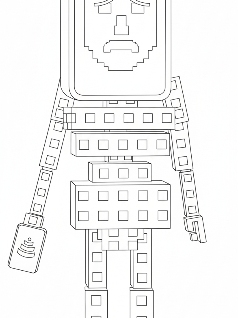 Pot Hotspot WiFi router flower pot with antenna Plants vs Brainrots coloring page