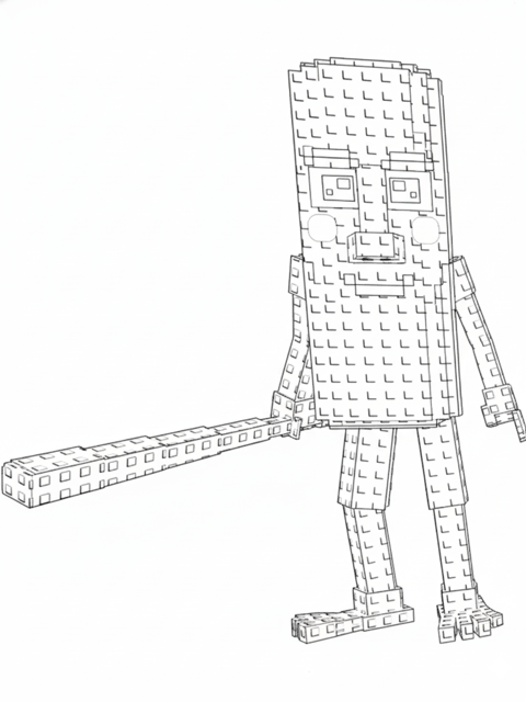 Tung Tung Tung Sahur Indonesian wooden bat character Plants vs Brainrots coloring page