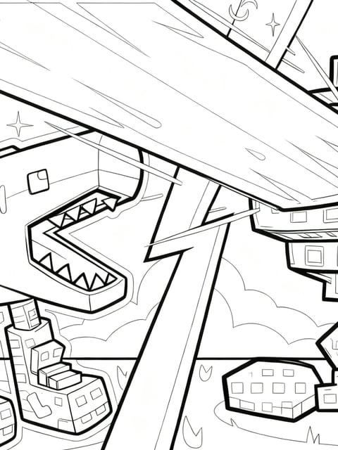 Roblox Plants vs Brainrots game-inspired title-card scene coloring page